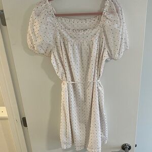 LOFT White Mini Dress with Colorful Dots